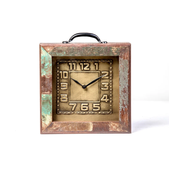 Analog Mechanical Table Clock in Brown