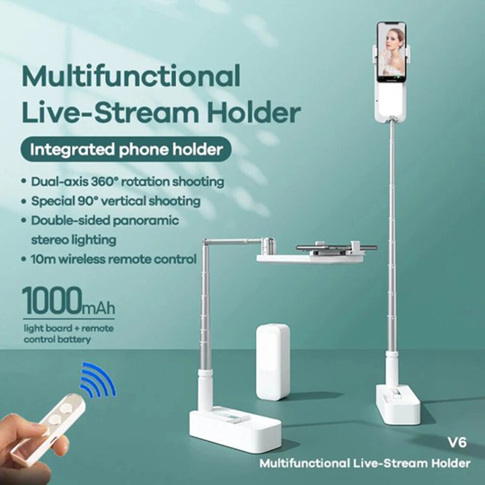 Portable Phone Holder Stand, Wireless Dimmable LED Selfie Fill Light