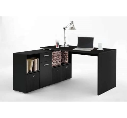 Atoya Large White & Oak Corner Computer Home Office Desk With Drawers