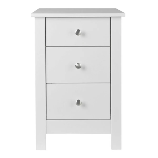 Florence 3 Drawer Bedside In White
