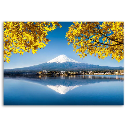 Canvas Print JAPANESE FUJI Mountain Yellow Leaves