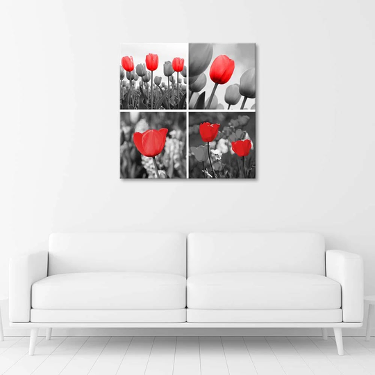Canvas Print Red Tulips Set