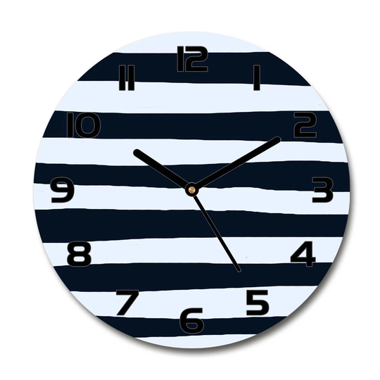 Glass Wall Clock 30Cm Round Decoration Picture Wall Art Modern Decoration Kitchen Living Room Silent - Striped Background,115158794