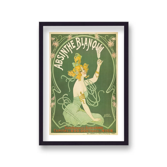 Vintage Advertising Print Absinthe Blanqui Green With Border