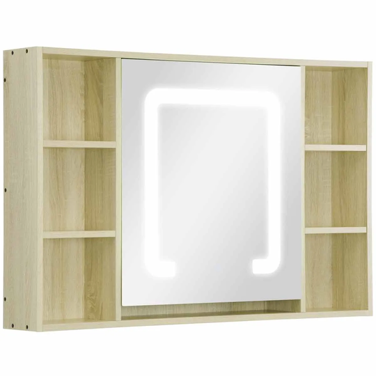 Kleankin Wall Mounted Led Bathroom Mirror Cabinet With Adjustable Shelf/ Mirrored Door/ Memory Function/ Usb Charge, Natural
