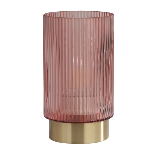 Rose Glass Lamp With Satin Brass Base