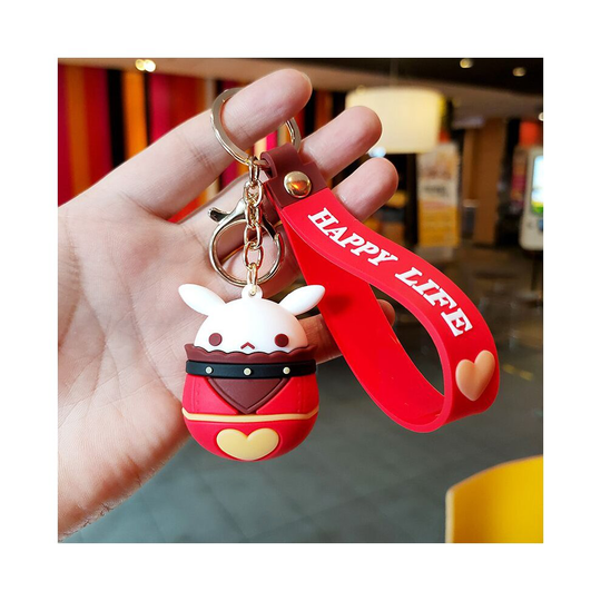 (Red) Game Genshin Impact Klee Bomb Doll Keychain Bag Pendant Cartoon Cute Gift