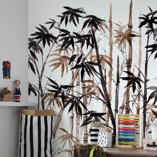 Bennett Bamboo In Chinese Leaves Gold Wallpaper