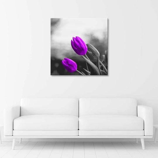Canvas Print Flowers Purple Tulips