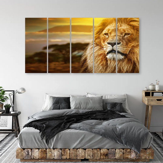 Canvas Print African Lion African Sawanna Landscape