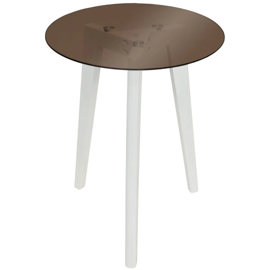 Techstyle Luna Retro Solid Wood Tripod Leg And Round Glass End / Side Table White / Tinted