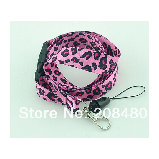 Pink Leopard Print Lanyard Keychain Document ID Badge Holder