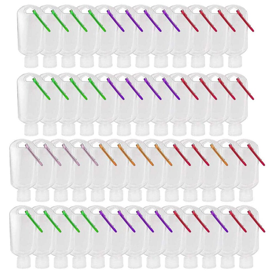 Fayear 50 Pack Travel Liquids PET Plastic Bottles with Flip Caps, 50ml Leakproof Refillable Empty Keychain Bottles Portable Squeeze Containers (50
