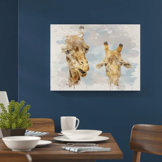 '2 Giraffes Chewing' Graphic Art Print Poster