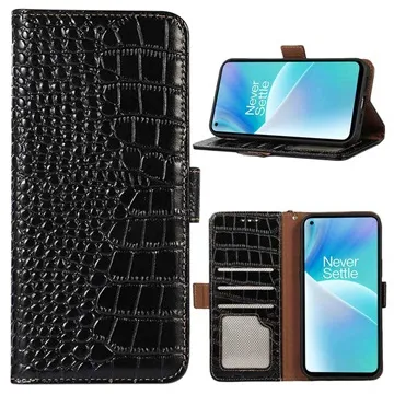 Crocodile Series OnePlus Nord 2T Wallet Leather Case with RFID - Black