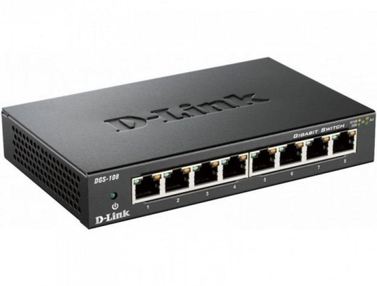 D-Link DGS-108 - 8-port 10/100/1000 Gigabit Metal Housing Desktop Switch
