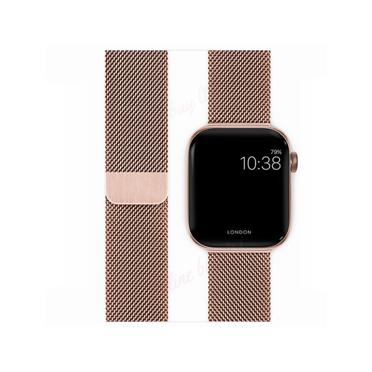 (Rose Gold) 42/44mm iWatch Strap Magnetic Milanese Loop Band For Apple Watch Series 7 6 SE 5 4 3 2 1 1st Gen