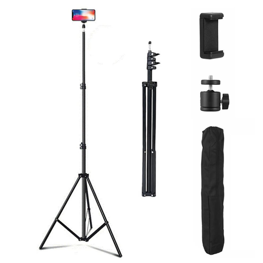 Adjustable 2.1M Tripod Stand Mobile Phone & Camera Holder with Carry Bag