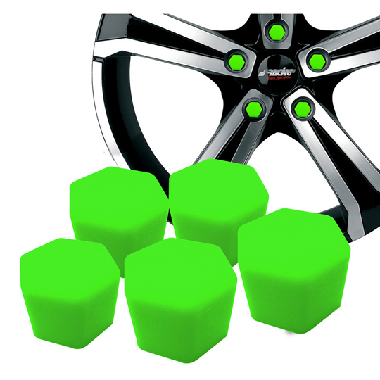 Simoni Racing Wheel Nut Caps Soft Sil - 19mm - Green - Set of 20 pieces SR CBG19