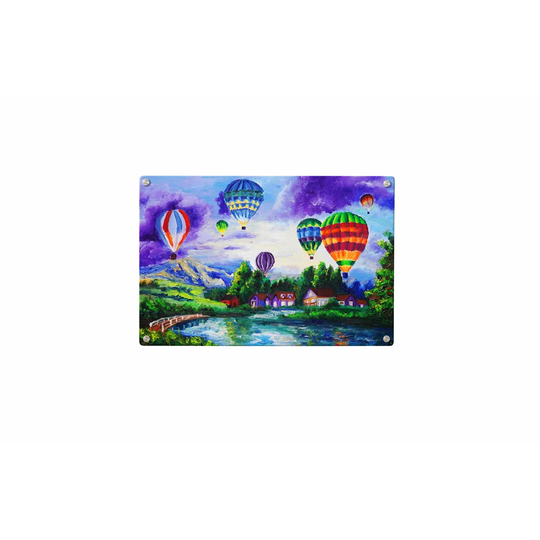 Hot Air Balloon Painting Magnetic Wall Mounted Photo Memo Board