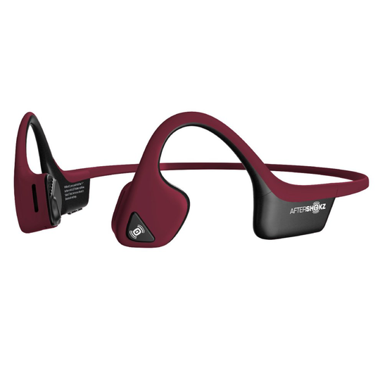 AfterShokz Trekz Air Wireless Bone Conduction Headphones Bluetooth Sweatproof Lightweight Earphones with Mic for Sports, Red