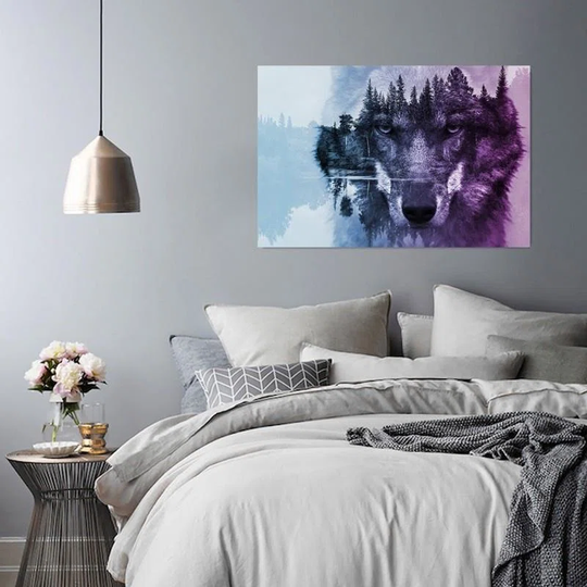 Canvas Print Wolf Forest Purple Nature