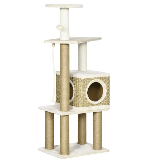PawHut Cat Tree Climbing Tower - Beige