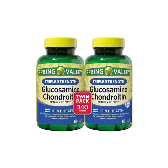 Spring Valley Triple Strength Glucosamine Chondroitin Tablets, 170 Tablets, Twin Pack, (340 Count Total)