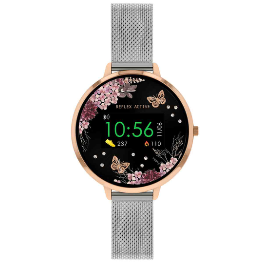 Reflex Active Series 3 Smart Watch With Colour Screen Crown Navigation And Up To 7 Day Battery Life - Round Polished Rose Gold Case With Silver Stainless Steel