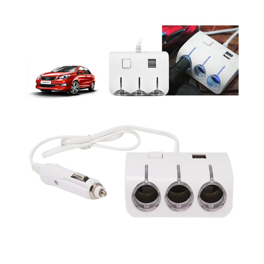 3 Way Car Cigarette Lighter Socket Splitter Charger Power Adapter 12V