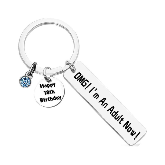 Weforu 18th Birthday Keyring, I'm an Adult Now Keychain 18th Happy Birthday Keyring Keychain
