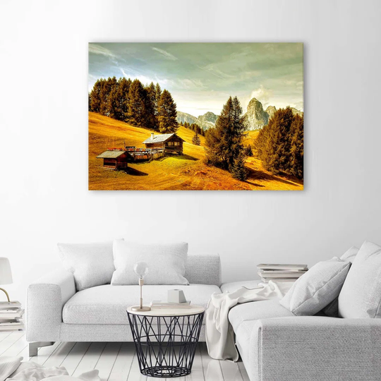 Canvas Print Cabin In The Mountains