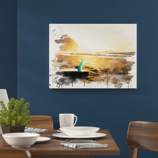 'Surfing Surfboard Beach Seascape' Graphic Art Print Poster