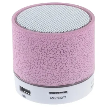 Mini Bluetooth Speaker with Microphone & LED Lights A9 - Cracked Pink