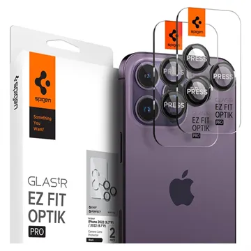 Spigen Glas.tR Ez Fit Optik Pro iPhone 14 Pro/14 Pro Max Camera Lens Protector - Black
