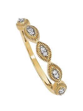 Love Diamond 9Ct Yellow Gold Diamond Half Eternity Ring