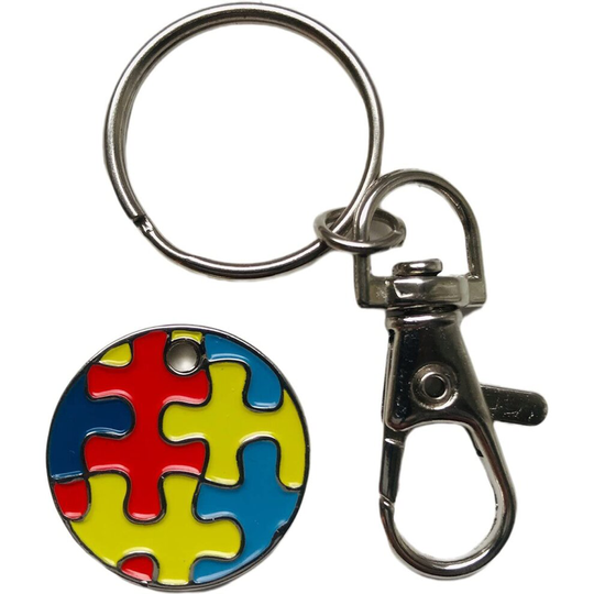£1 UK Trolley Coin with Keyring - Choose Your Design (Autism Jigsaw)