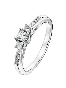 Love Diamond 9Ct White Gold 0.23Ct Diamond Trilogy Ring