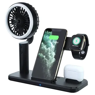 3-in-1 Wireless Charger with Cooling Fan N60 - Black