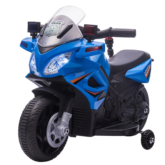 Reiten Kids 6V Electric Pedal Motorcycle Ride-On Toy with Rechargeable Battery - Blue