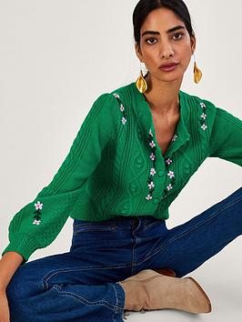 Monsoon Hand Embroidered Cable Cardigan