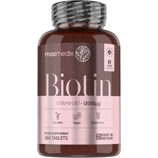 maxmedix Biotin Hair Growth Supplement 12000mcg - 365 Biotin Tablets