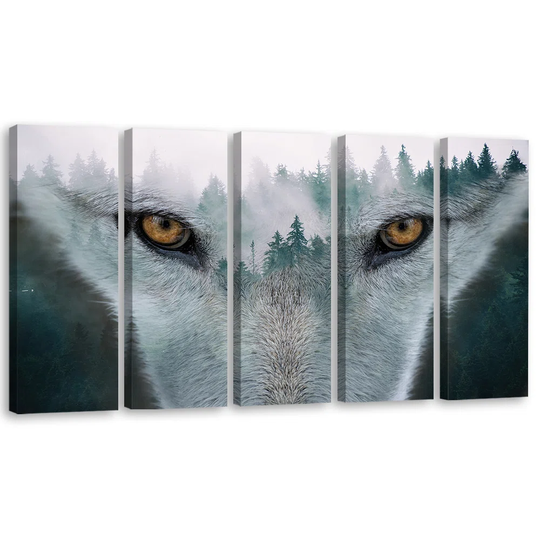 Canvas Print Wolf Forest Fog Nature Trees