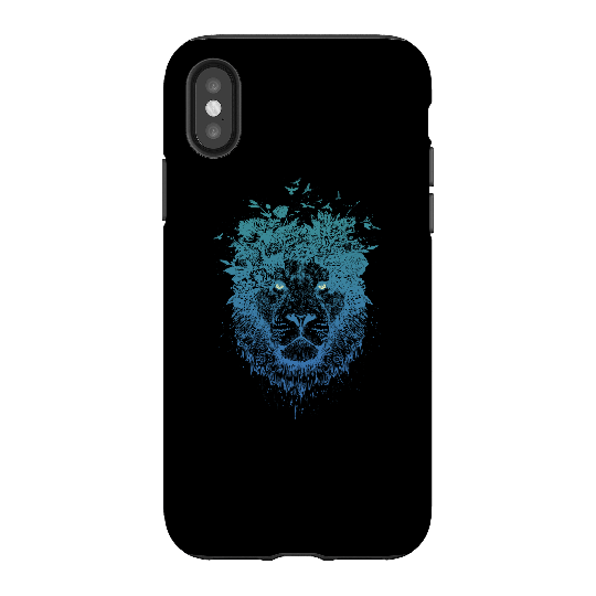 Balazs Solti Lion And Butterflies Phone Case for iPhone and Android - iPhone X - Tough Case - Gloss