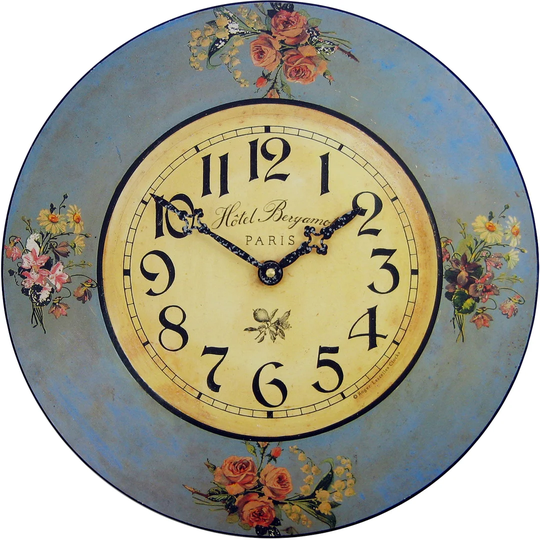 36cm Blue Floral Hotel Wall Clock