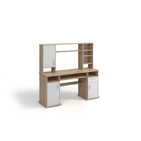 Lattonia 160cm W Rectangular Credenza Desk with Hutch and Cabinet