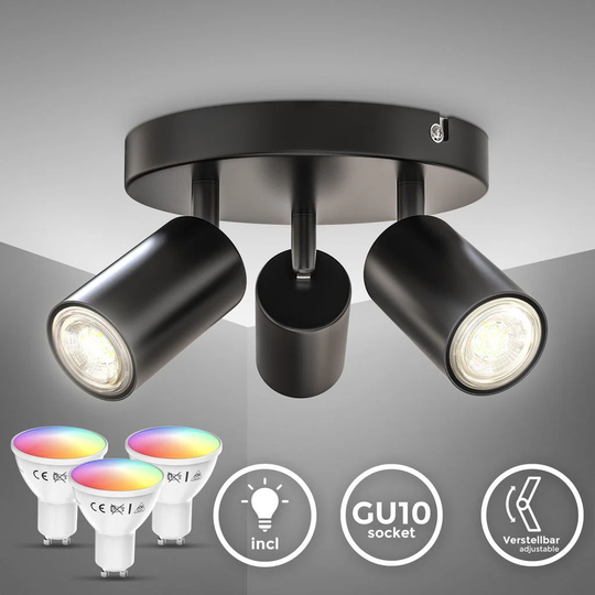 LED Spotleuchte Schwenkbar Retro Schwarz GU10 Deckenlampe Kche Inkl WIFI Lampe