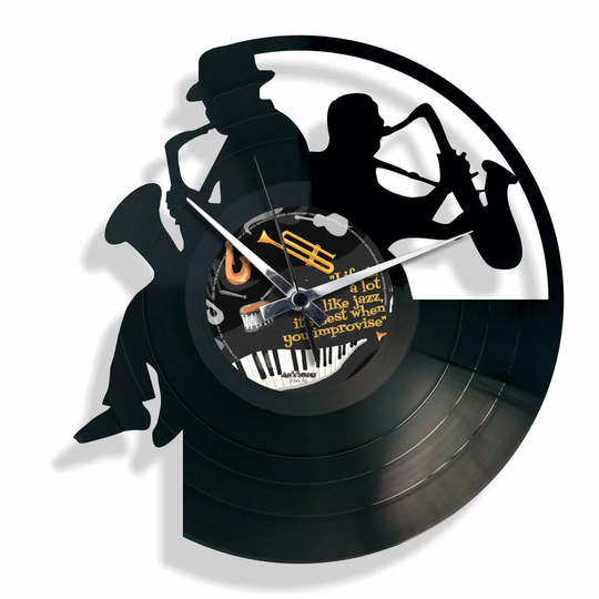 Sax Vinyl with Saxophonists 30cm Silent Wall Clock