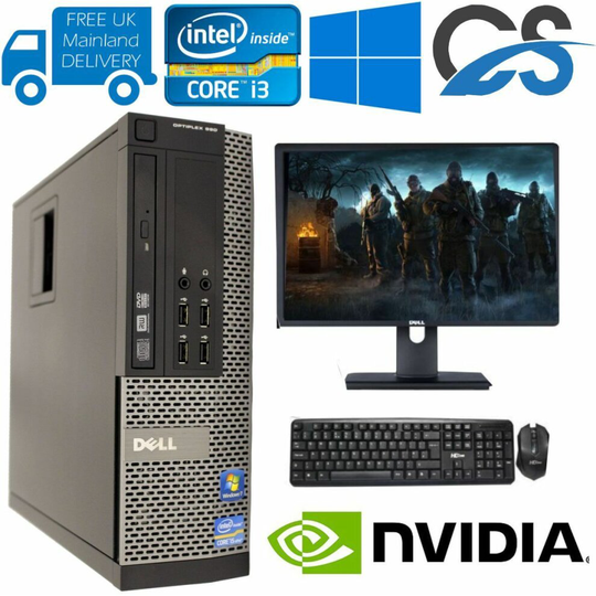 ULTRA FAST GAMING DELL BUNDLE TOWER PC COMPUTER INTEL i3 16GB 1TB GT710 FULL SET