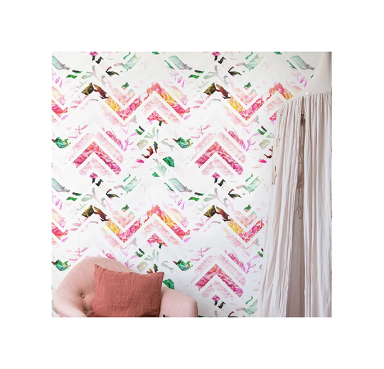 Larrissa Floral Chevron Floral Abstract Design Wallpaper